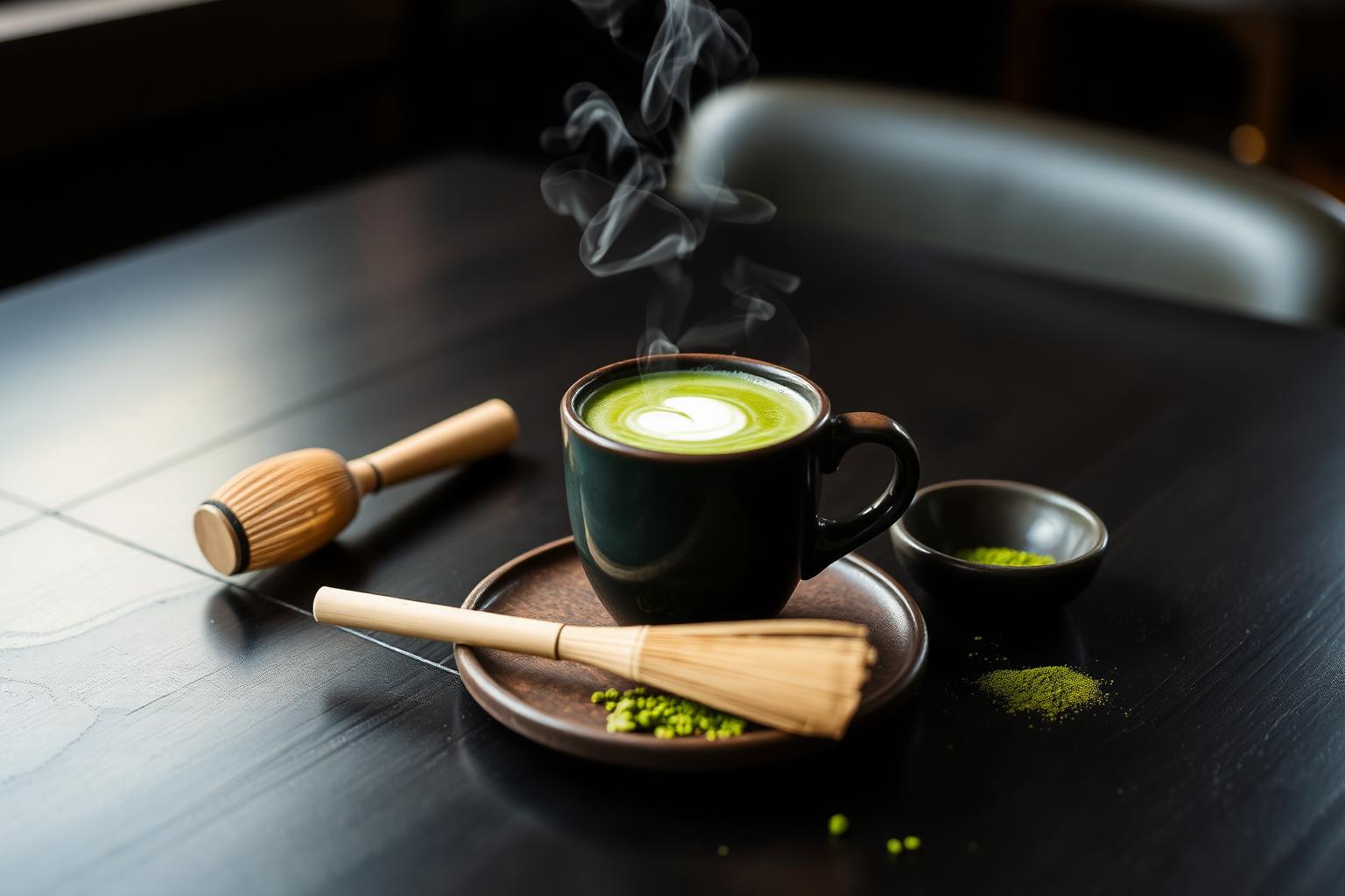 Ceremonial-grade matcha latte served at Rootz Kava & Tea House in Nassau